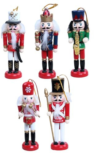 Soldato schiaccianoci, 5 ornamenti schiaccianoci da tavolo per Natale, schiaccianoci di Natale per piccole figure di festival per centrotavola da tavola, bomboniere divertenti per decorazione del