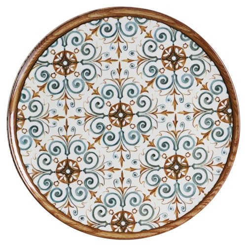 Home4You Pizzateller - Braun - Weiß - Blau - Steinzeug - Ø 32 cm