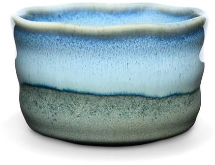 Teeladen Herzberg MAOCI Chawan Bol à thé matcha en porcelaine 350 ml Bleu clair/turquoise Fait main, 63202