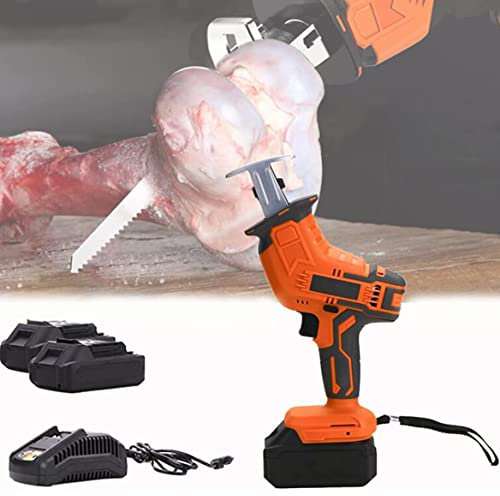 Meat Bone Saw Machine, Electric Commercial Home Butchers Saw, Hacksaw Handheld Cordless Tools, Multifunctional Reciprocating Saw,for Cutting Meat/Bones,2battery+2sawtooth