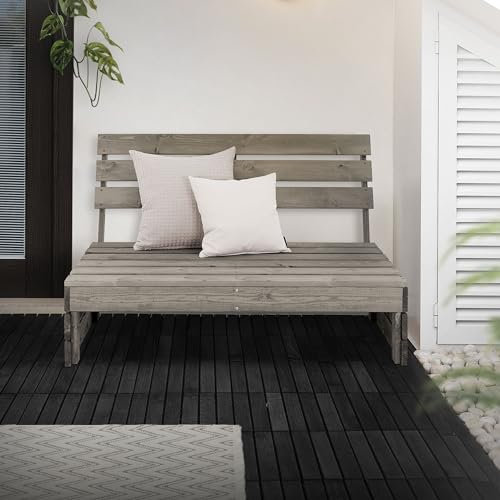 ML-Design Gartenbank 3-Sitzer aus Tannenholz Massiv, 116x76,5x80 cm, Grau, robust & wetterfest, Sitzbank mit Rückenlehne, Holzbank Terrassenbank Hausbank Gartenmöbel, Bank für Garten, Balkon, Terrasse