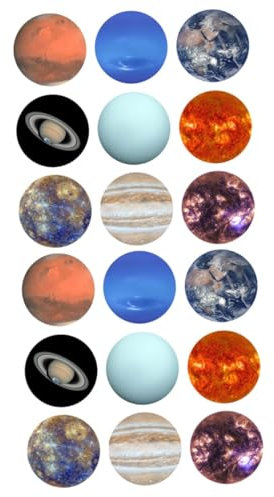 VICASKY 2sets Space Cake Topper Planet Stickers Birthday Cake Decor Party Pick 9pcs*2