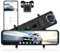 [4K+1080P] CAMECHO 10.8'' Mirror Dash Cam Night Vision Full Touch Screen Dual Dash Cam Front and Rear Camera Car Rear View Mirror with WiFi Loop Recording Parking Assistance ADAS BSD G-Sensor
