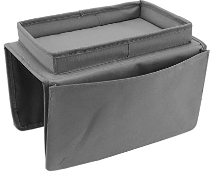 CDQL Sofa-Armlehnen-Organizer mit Oberer Ablage für Couch-Liegestuhl, Starke Klemmkraft, Einfach zu Installierender Ablagetisch, 600D-Oxford-Stoff-Seitentaschen für Couch (Grau)