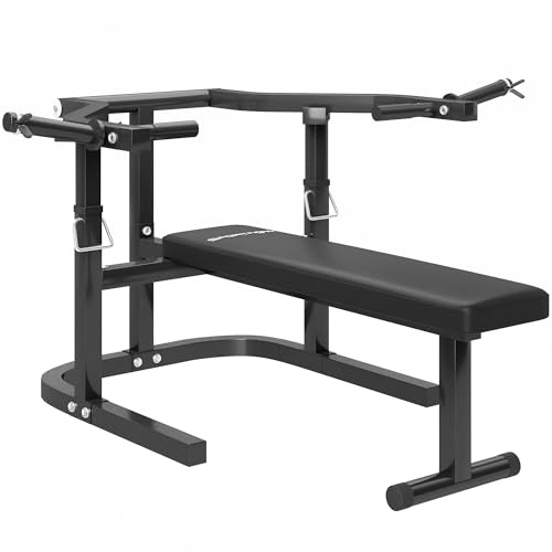 SPORTNOW Panca per Sollevamento Pesi ad Altezza Regolabile, Panca Piana Multifunzione in Acciaio, per Palestra e Casa, 150x150x60-85 cm, Nero