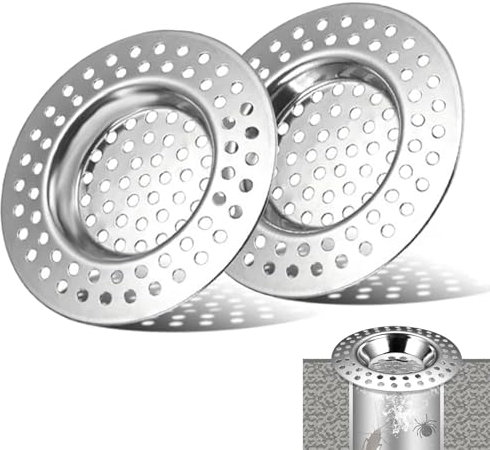 2 Stück Abflusssieb Edelstahl, Löcher Waschbecken Sieb, Abflusssieb Dusche, Schnell Ablaufend, Sieb für Spülbecken oder Haarsieb für Dusche