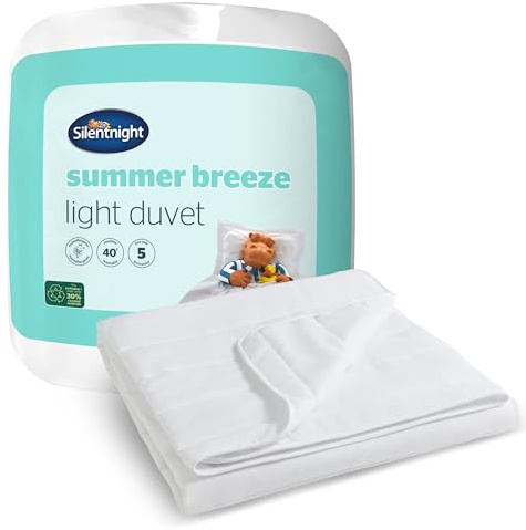 Silentnight Summer Breeze 1.0 Tog Duvet - Soft & Lightweight Summer Duvet Quilt Ideal for Warm Nights and Hot Sleepers - Breathable Cool Comfort - Hypoallergenic and Machine Washable, Single