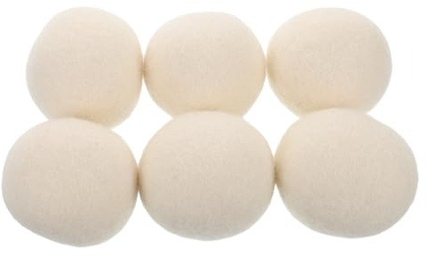 6 Pcs White Wool Dryer Balls for Laundry Washing Machines | Anti Static, No Knot Design, Fabric Softener Effect, Home Laundry Use, Household Washing Aid