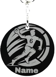 Personlig handboll nyckel hänge – presentidéer handboller, födelsedagspresent för handbollsklubb present, presentidé för handbollsälskare svart akrylglas, Vit, S