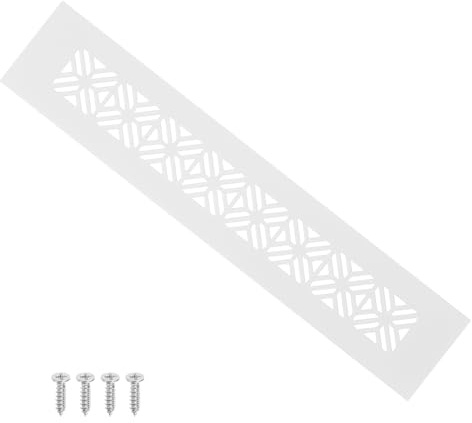 PATIKIL 10 X 2 Inch Cubierta De Rejilla De Ventilación Para Puerta, Rejilla De Aluminio Resistente Con Tornillos De Montaje Para Gabinete O Armario, Blanco