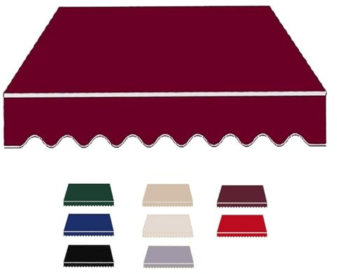 Tessuto per Tende da Sole di Ricambio (Senza Telaio), Telo per Tende da Sole con Balze, Tela Parasole Impermeabile in Poliestere per Terrazza, Balcone e Giardino(Burgundy,6.5x5ft/200x150cm)