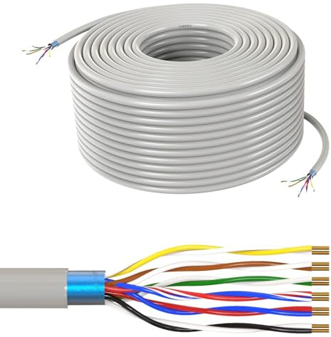 Lumonic Telefonkabel JYSTY grau | 6x2x0,6mm CCA | 50m | farbcodiert & geschirmt | Metermarkierung | Fernmeldekabel, Telefonanschlusskabel