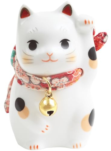 YOSHINOYA KYUBEI Maneki Neko Lucky Cat with Bell – Japanese Decor for Home or Office 7195-Z-US