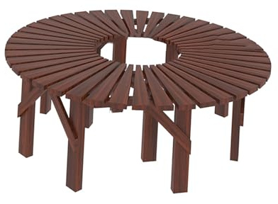 Trädbänk Runtom, Halvcirkelformad Trädgårdssits I Trä, Utemöbler, For Gård, Uteplats, Däck, Gräsmatta, Poolside(Circle)