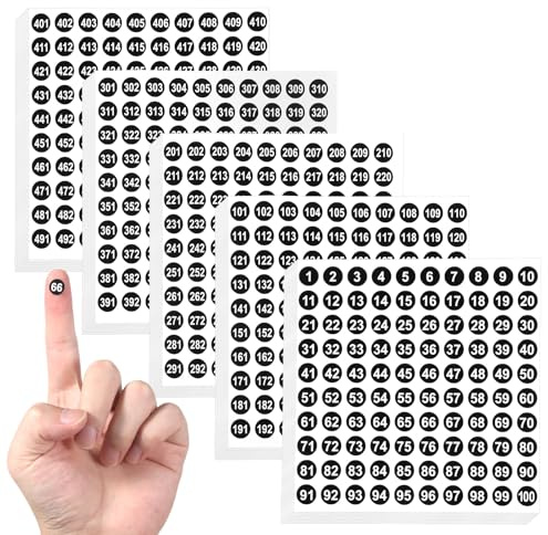 1–500 siffror siffror klistermärken klistermärken självhäftande siffror, 75 ark sifferklistermärken, 15 uppsättningar 1 cm självhäftande små inventeringsklistermärken för kontor skåp hemklassificering