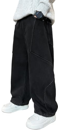 NEAWEALY Boys Baggy Jeans Teenager Cargo Trousers Wide Leg Streetwear Hip Hop Pants