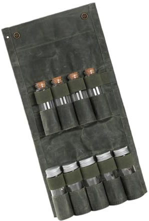 Healifty Organisateur de Condiments Étanche Toile avec Bouteilles Verre pour Camping de Rangement pour Assaisonnements à Épices Polyvalent pour Pique- et Cuisine Extérieure Couleur Vert
