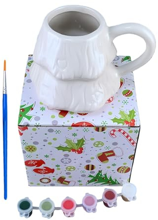 Tazas de manualidades para pintar para niños | 1 juego de pintura DIY - Tazas de cerámica navideñas para pintar y colorear | Para fiestas de cumpleaños regalos niños adultos decoración escolar