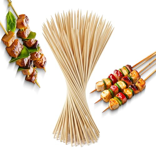 TB1 900PCS Bamboo Skewers 30cm – Bulk Wooden BBQ Sticks for Kebabs, Chicken, Fruit, Chocolate Fountain, Party Appetizers & Craft Use – Natural Food-Grade Bamboo Skewer Pack