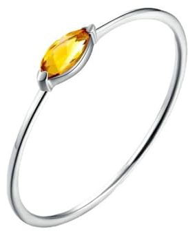 Ayoiow Ring Platin Damen, Citrinkein Edelstein Solitär Einfach Vorsteckring Damen, Platin 950 Größe 58 (18.5)