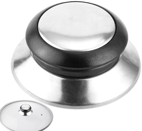 Topfdeckelgriff – Hitzebeständig | Pfannendeckel Griff – Pot Lid Knob Replacement – Ersatzgriff für Topfdeckel Pfannen Slow Cooker, Spülmaschinenfest, Bakelit Edelstahl, Schwarz, 2er Set