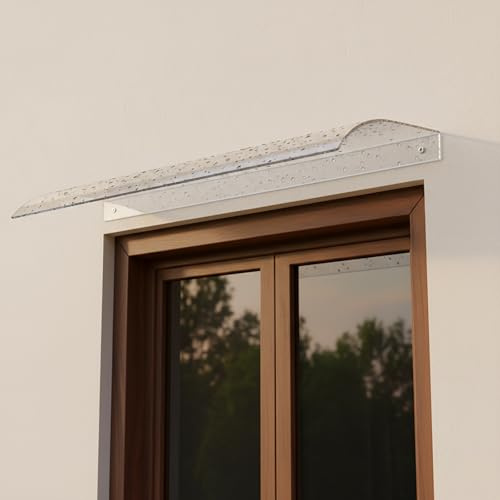 Marquise de Porte Exterieur, Auvent de Terrasse, Plaque Polycarbonate Transparent, Auvent de Fenêtre Garage Patio, Abri de Jardin, Toit de Protection Contre Pluie Neige UV, Résistante et Solide