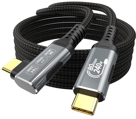 Anehmeta 80Gbps USB C Thunderbolt 5 Kabel 2M, bis zu 120Gbps mit Bandbreite, 16K/Dual 8K, PD3.1 240W, USB C auf USB C Kabel für Thunderbolt 4/3, SSD, MacBook M4 Pro, Dock