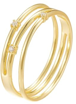 Tolldek Gold 9K/14K/18K Trauringe, 3 Schichten Partnerringe mit Diamant Echter Schmuck, Au 375/585/750 Gelbgold Eheringe, Gr.47-65