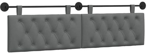 Qnhdfrt Hängendes Kopfteil Dunkelgrau Stoff - 170 x 55 x 7 cm Wandmontage Bettkopfteil gepolstert für Schlafzimmer und Flur, Wandkissen mit Metallrahmen und Schlaufen