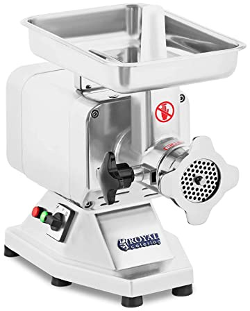 Köttkvarn korvmaskin köttmaskin (elektrisk, 120 kg/h, 850 W, 2 hålskivor 5/8 mm, PRO-serien, rostfritt stål) Royal Catering