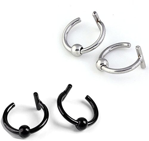 JOVIVI® Rostfritt stål 16 g falska läpp öra näsa brosk septumring ingen piercing, 2 par