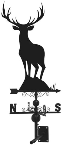 AUBRY GASPARD - Girouette Cerf en Fer Forgé - Noir - Dimensions 115 x 47 x 47 cm - Décoration Jardin Résistante - Livré en Kit avec Notice - Design Moderne pour Mesure du Vent - Poids 5 kg