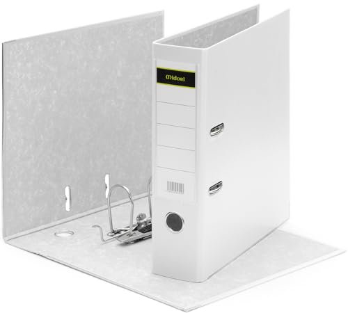 MIDORI Ordner PP-Color aus Kunststoff | 10er Pack Aktenordner 8 cm breit im DIN A4 Format in Breit AO Weiß | Breiter Briefordner Ringordner mit austauschbarem Rückenschild