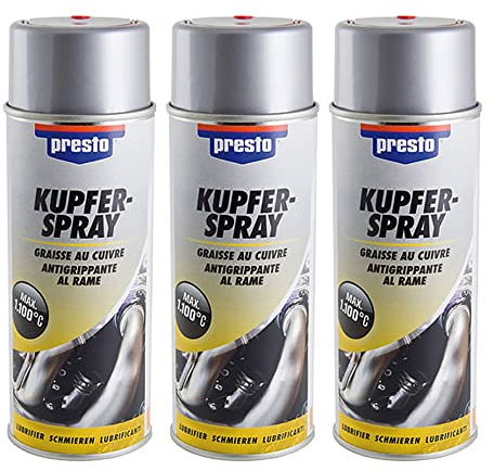presto 3X 400ml Kupferspray Kupfer Spray Kupferfett Sprühkupferfett Kupfer