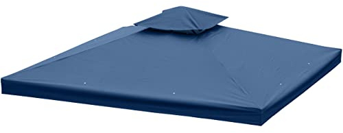 Pavillon Ersatzdach 3x3 m wasserdicht - Dach Ersatzbezug mit Kaminabzug, blau