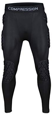QIKEGooods Men's Goalkeeper Padded Bike Trousers Football Protective Gear Set Training Suit for Soccer Rugby Basketball Paintball Hip Protector Pants
