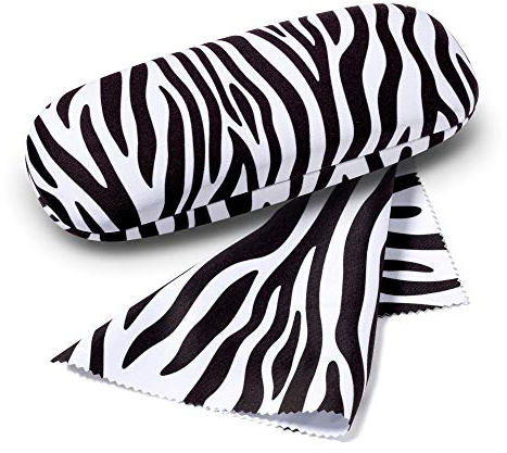 FEFI Hardcase Brillenetui Animal Print: ZEBRA mit samtig weichem Bezug + passendem Mikrofasertuch …