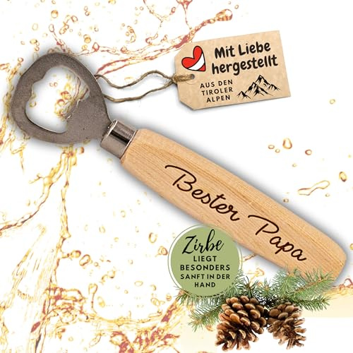 Flaschenöffner aus Zirbe Bester Papa