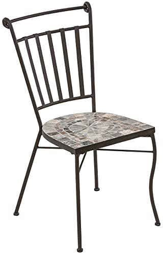 Dehner Mosaikstuhl Grazia, 90 x 47 x 40 cm, Eisen/Stein, pulverbeschichtet/galvanisiert, grau/braun