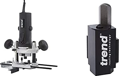TREND T4EK 1/4 Variable Speed Workshop Router and Kitbox, 850 W, 230 V, Black, Regular & C/CHISEL C Corner Chisel for Hinge Fitting, Black, 70mm