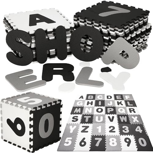 SPRINGOS Alfombra Rompecabezas Grande con Letras y números 175 x 175 x 1 cm Espuma EVA Alfombra de Aprendizaje para niños pequeños