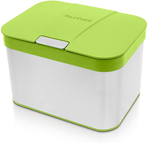 YourCasa® Biomülleimer Küche 4,3 L aus Edelstahl - geruchsdichter Bio Mülleimer mit Deckel & spülmaschinenfestem Inneneinsatz - hochwertiger Komposteimer & Biomüll Behälter klein (Grün)