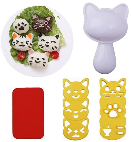 LVYIQI 1 lot de moules à sushi en forme d'animal de dessin animé chien, chat, lapin, panda - Outils de cuisine portables (blanc)