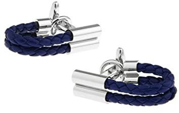 Whoiy Manschettenknöpfe mit Gravur Blau, Manchettenknoepfe Luxus Vergoldet Blau Manschettenknöpfe Geflochten für Männer Kostenlose Gravur mit Geschenkbox