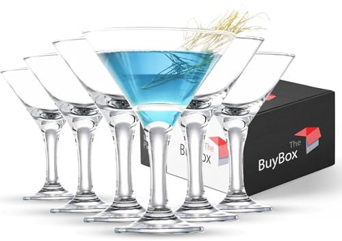 GOSOYO Juego de 6 Copas de Martini (6oz/175ml). Copas de Cóctel, Copas de Martini Espresso, Copas Margarita, Copas Prosecco, Copas Coupe, Copas Champagne Cristal con Tallo Largo