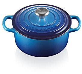 Le Creuset Cocotte redonda de hierro fundido, 20 cm, 2, 4 L, Todas Las Fuentes de Calor incluso inducción, Azure, 21177202202430