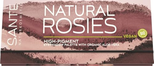 SANTE Naturkosmetik Eyeshadow Palette 02 Rosy Shades, vegane Lidschatten mit Bio-Aloe Vera und natürlichen Farbpigmenten, shiny und matte Rosé-Töne, für natürliche und ausdrucksstarke Augen, 6x1g