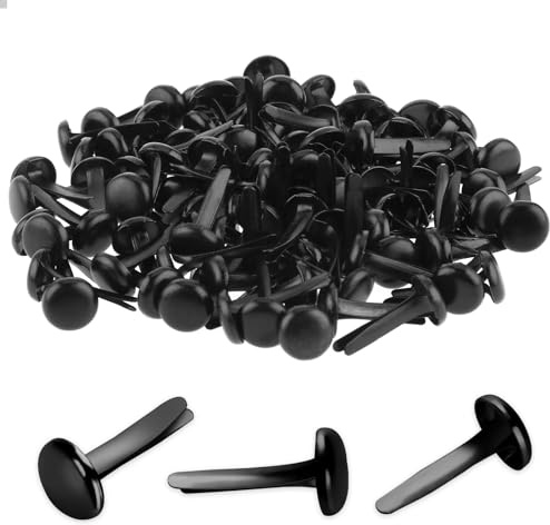 100 Stück Mini Brads Musterbeutelklammern Rundkopfklammern Musterklammern Metall Rundkopfklammern Scrapbooking Brads Musterklammern Für Schule Büro Papier Briefklammern Basteln Handwerk DIY (Schwarz)