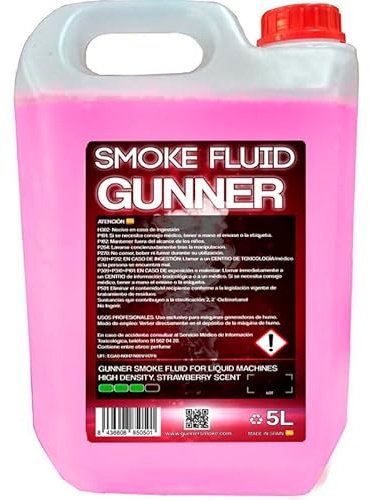 Gunner Smoke Universal Nebelflüssigkeit für Rauchmaschinen, 5 Liter, Erdbeerduft, hohe Dichte