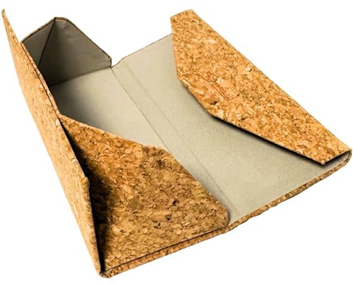 Simaru glasögonfodral för platt vika glasögonfodral robust av kork perfekt alla storlekar, Beige, En Storlek